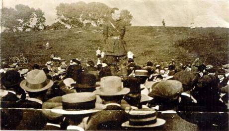 Pearse addresses a crowd at Dolphin's Barn on 30 July 1915. OPW.